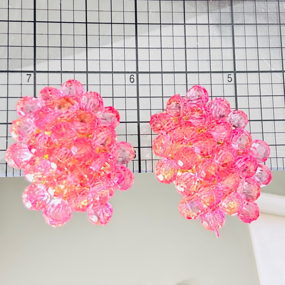 Vintage QVC Joan Rivers Classics Collection Pink Cluster Clip Earrings